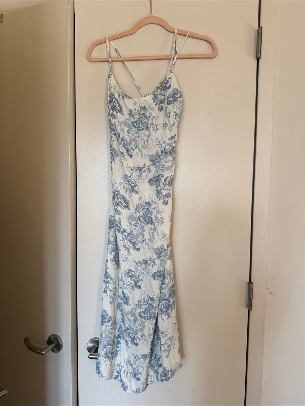 Reformation Blue and Cream Floral Slip Maxi Dress